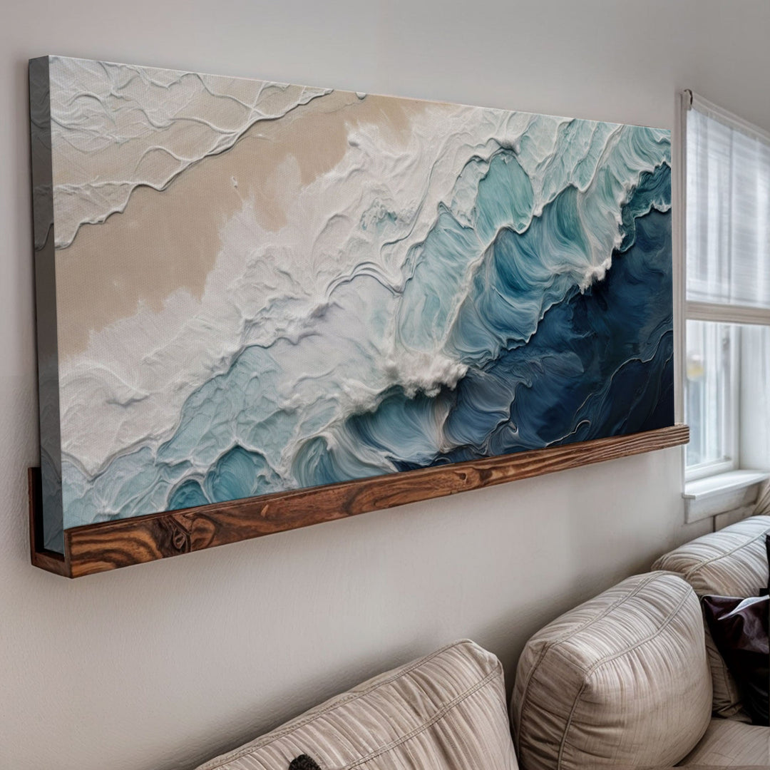Crashing Coastal Waves Impasto Wall Art