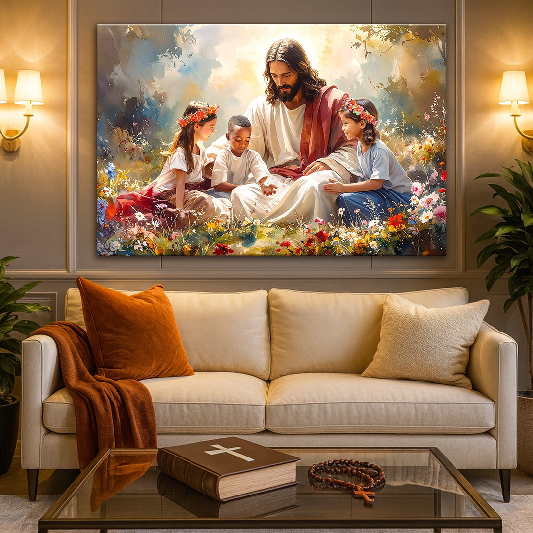 Jesus With Children Faith Wall Art IX