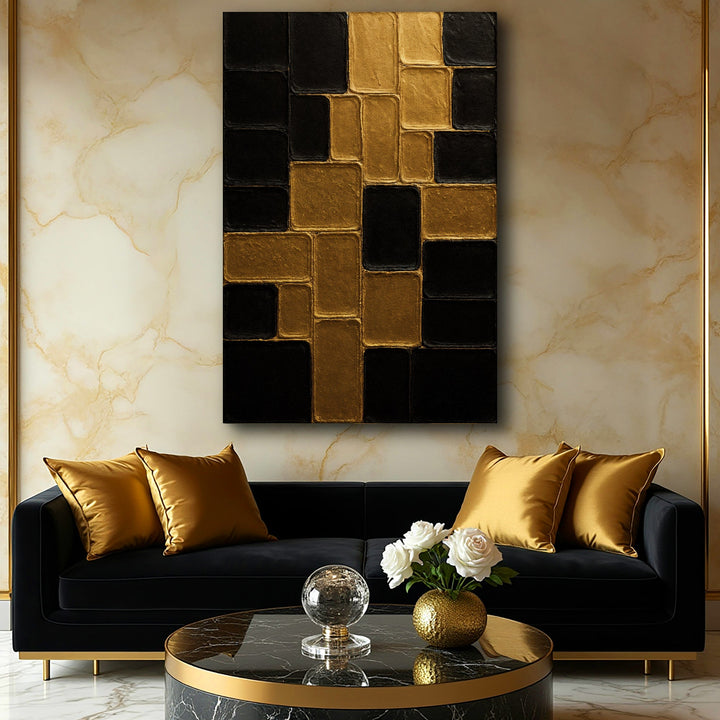 Contemporary Black and Gold Wall Art II