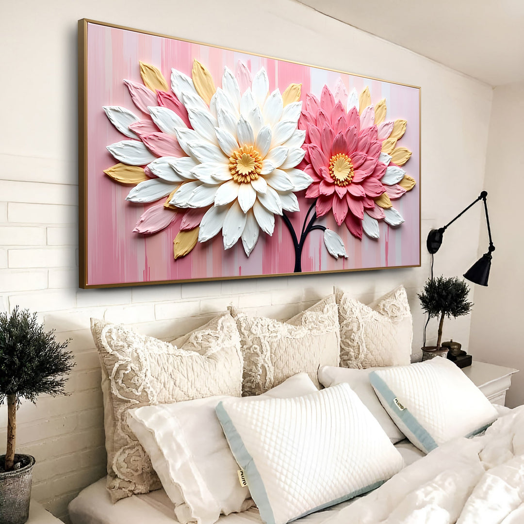Blushing Blooms Pink Impasto Wall Art