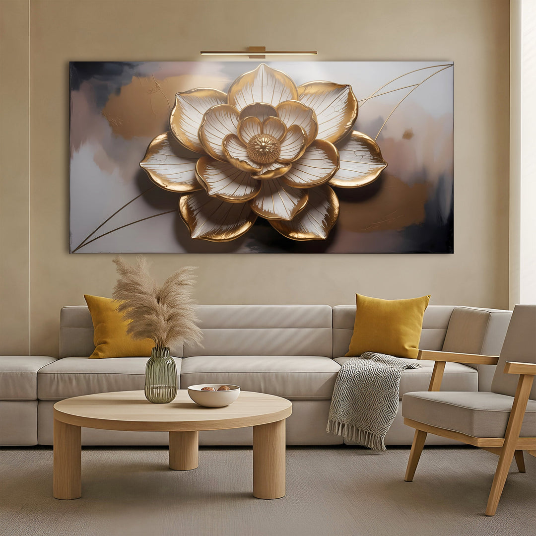 Golden Lotus Minimalist Abstract Wall Art
