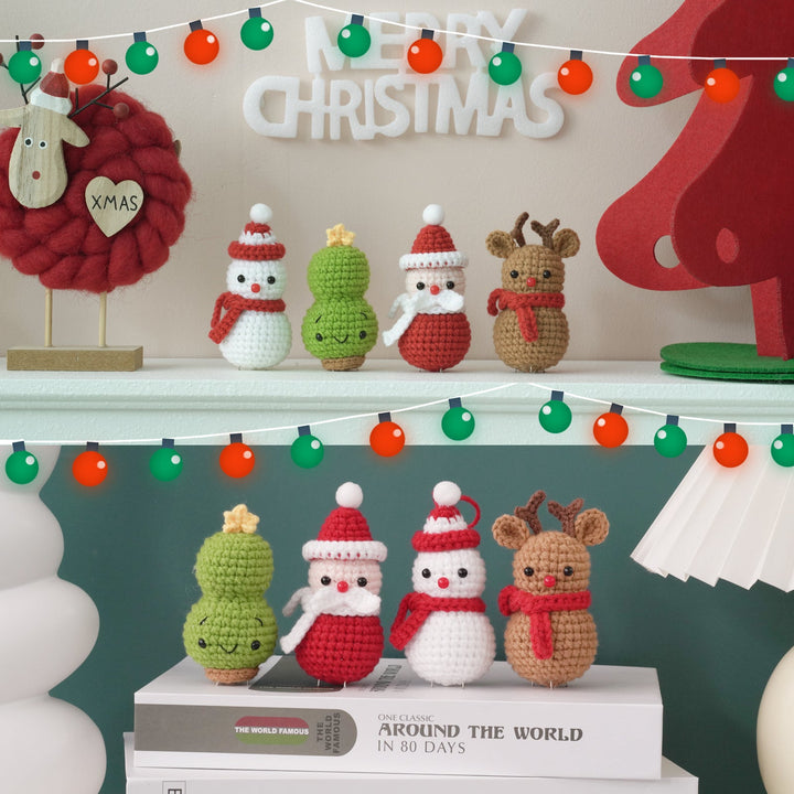 Santa, Reindeer, Christmas Tree and Snowman Amigurumi DIY Crochet Kit Wizardi F07N8-M117