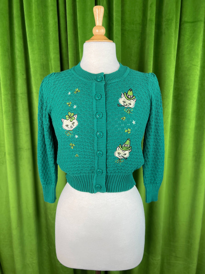 Paddy Cats Cropped Cardigan in Green