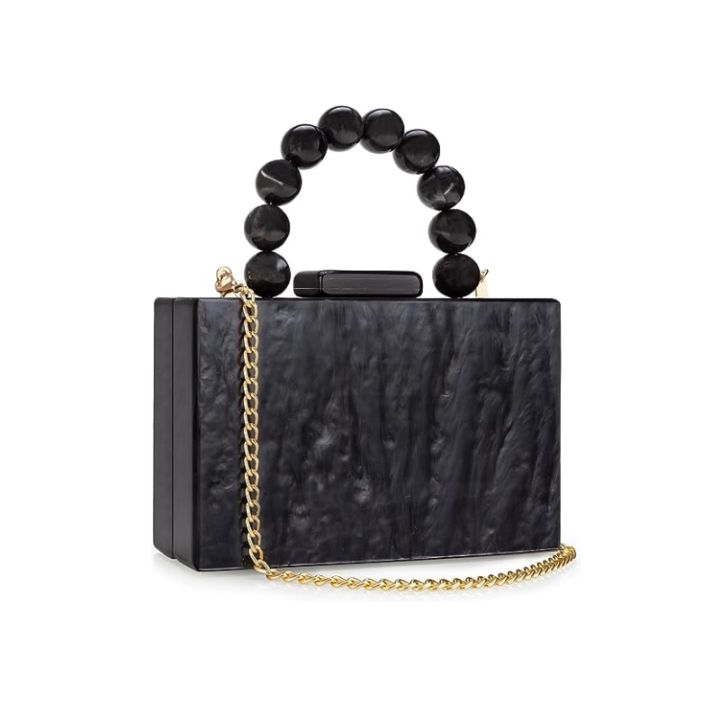 Retro Revival Acrylic Handbag - Black