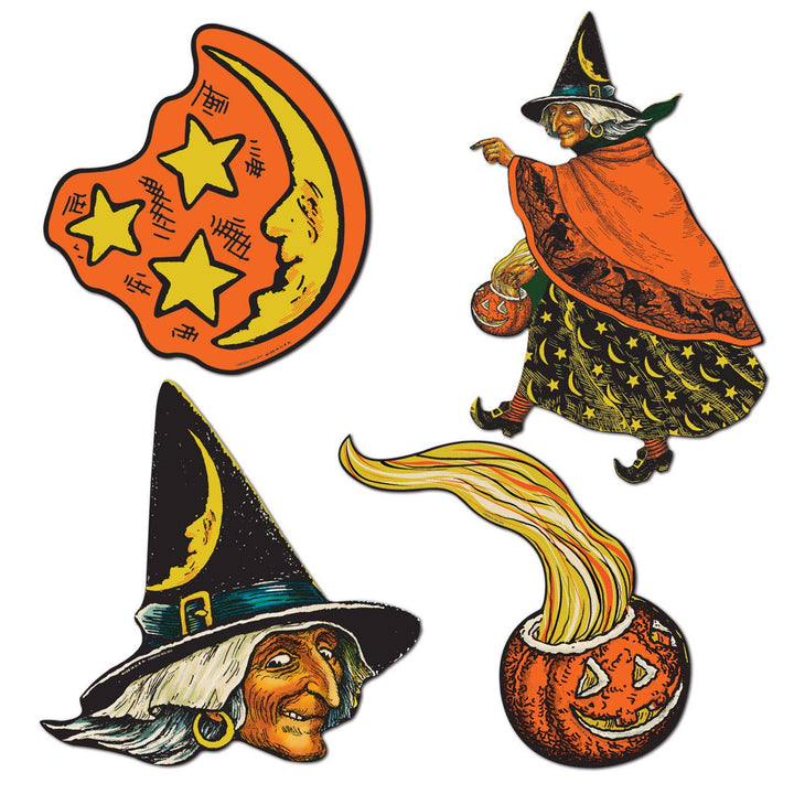 Vintage Halloween Cutouts Set of 4 by Beistle