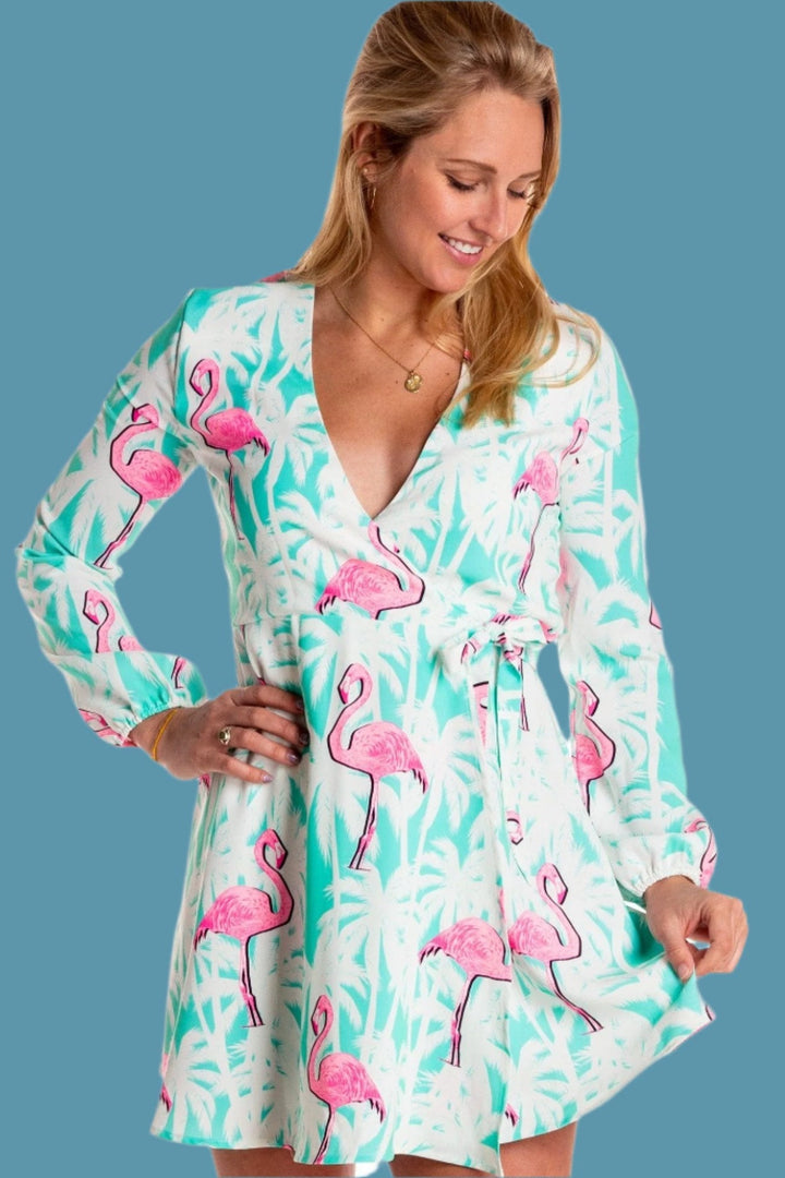 La Flamenca | Flamingos Wrap Dress