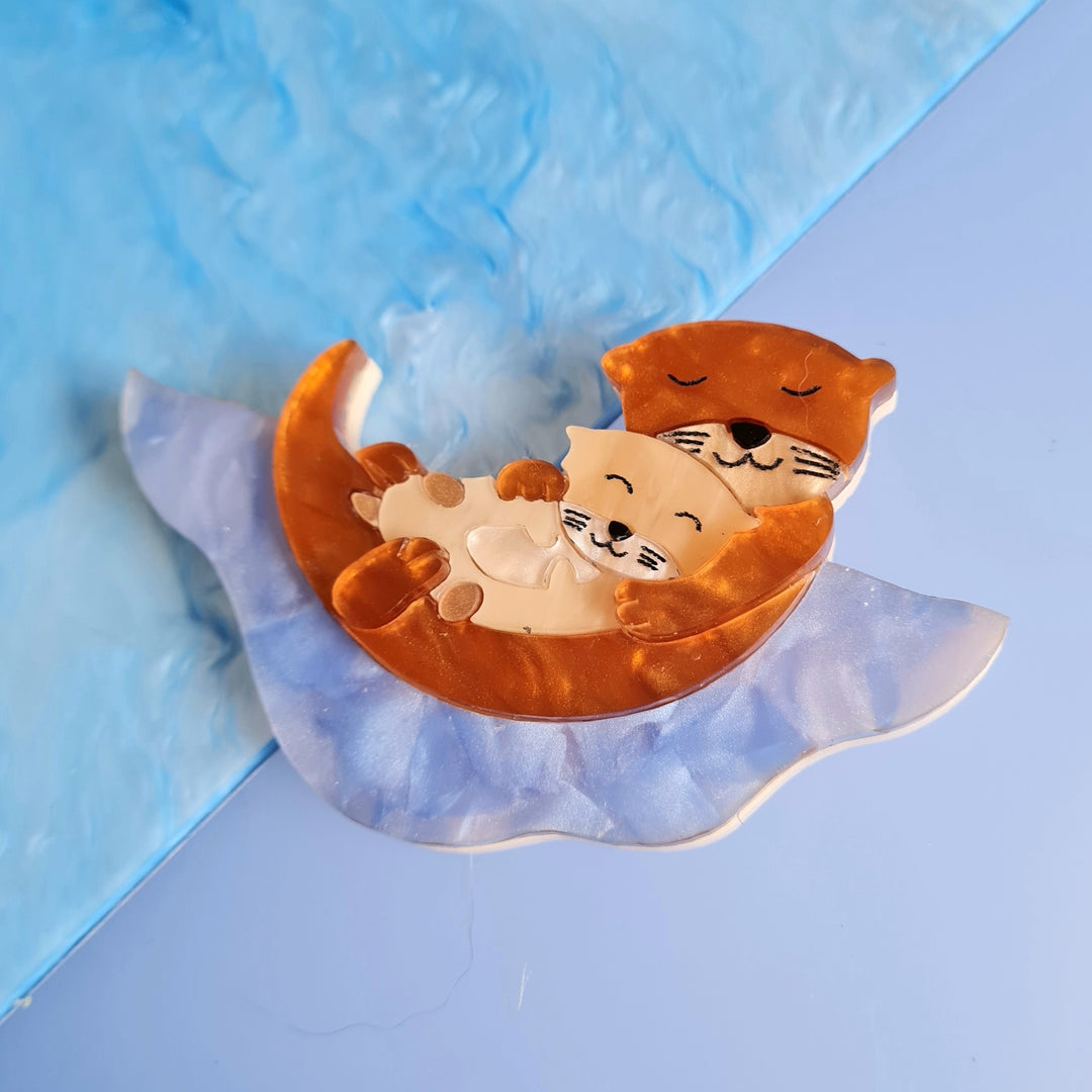 Otter and Baby Brooch