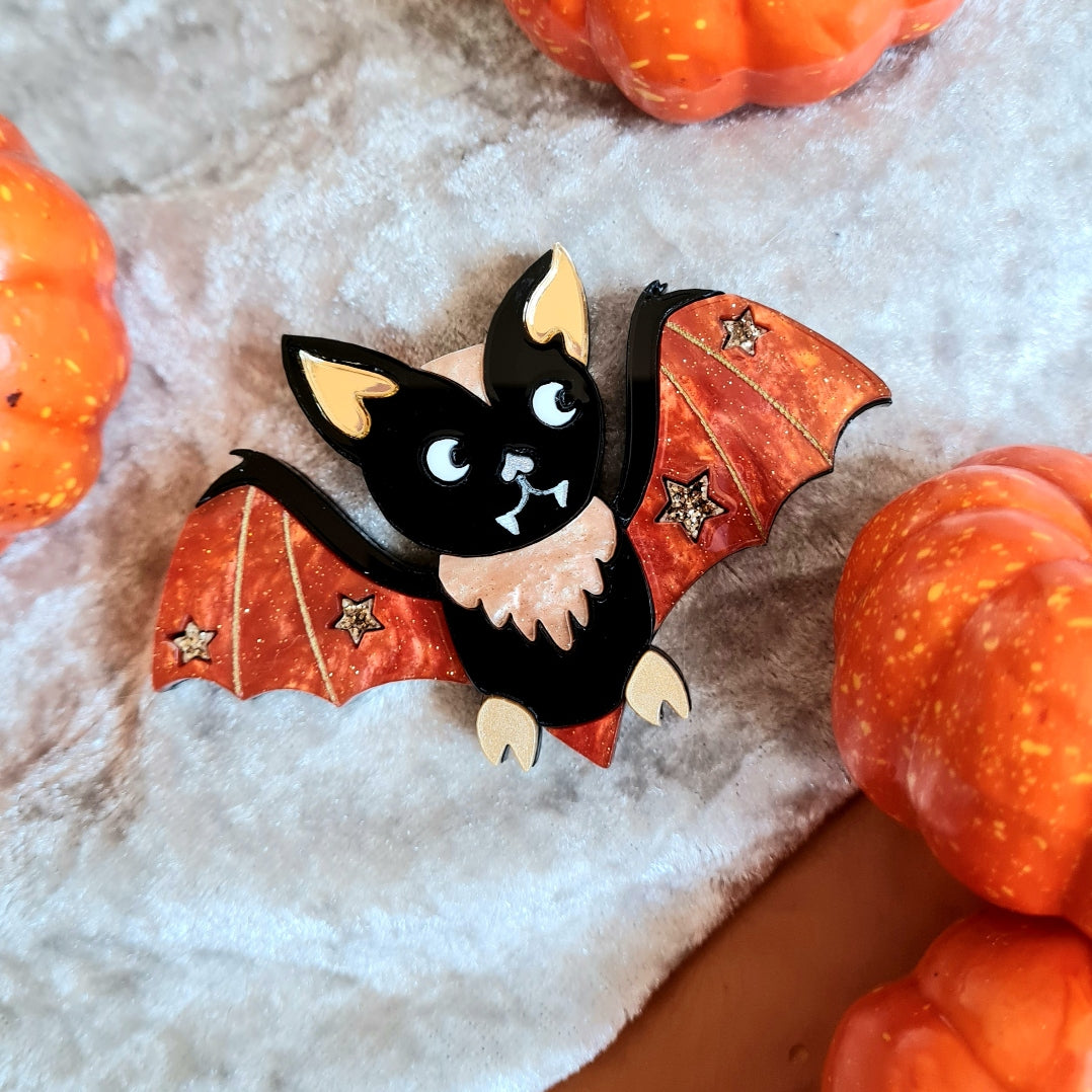 Golden Baby Bat Brooch or Necklace