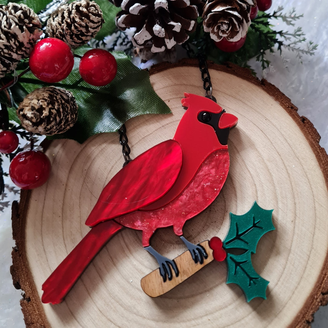 Cardinal Necklace or Brooch
