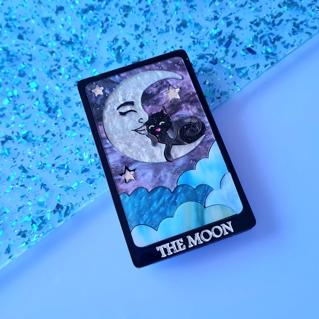 The Moon Cat Tarot Card Brooch or Necklace