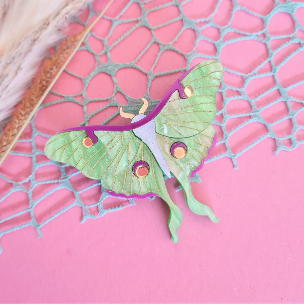Luna Moth Small Brooch or Necklace