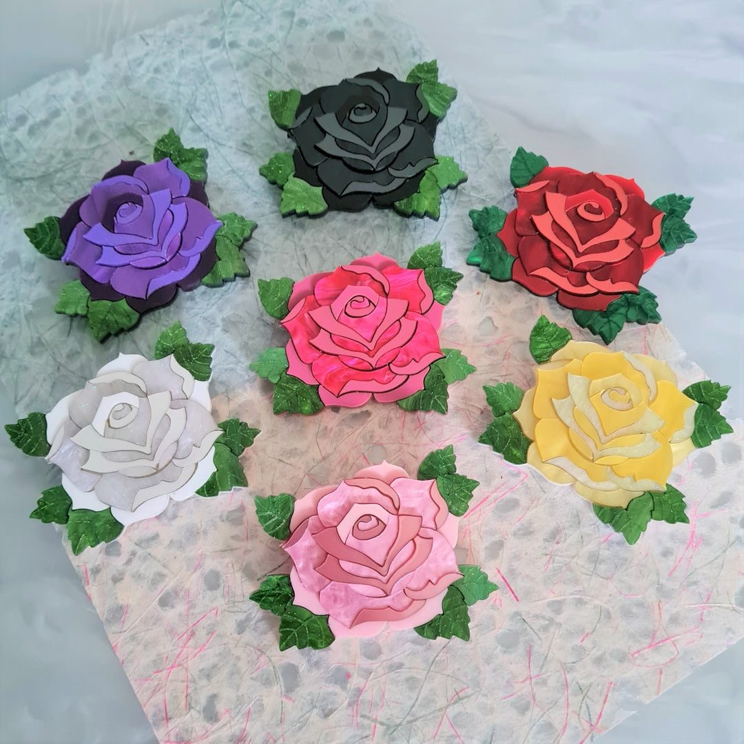 Rose Brooch or Necklace – 7 Colors