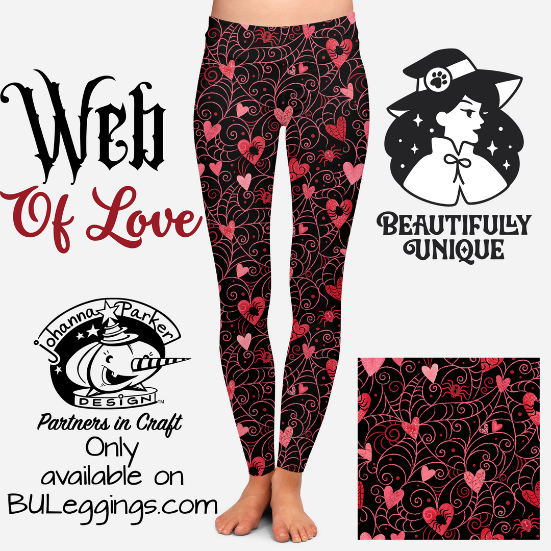 Web of Love Valentine Spooky Spider Web Johanna Parker Exclusive Leggings