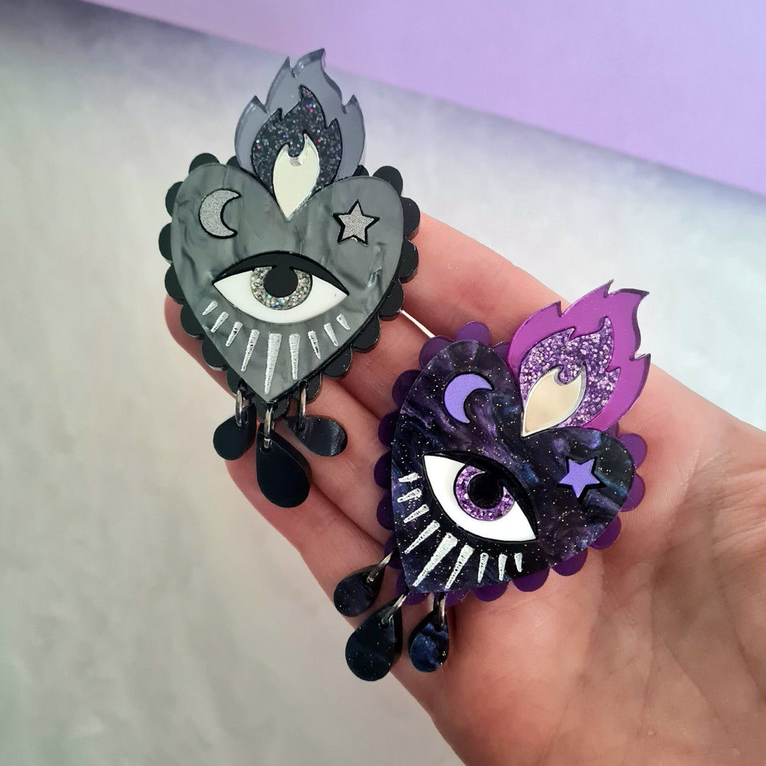 Flaming Heart Pin Brooch – Two Colors