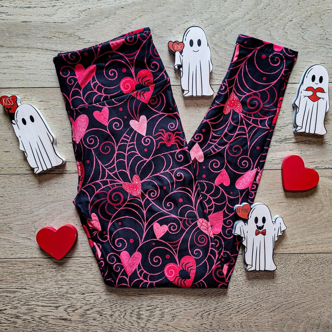 Web of Love Valentine Spooky Spider Web Johanna Parker Exclusive Leggings