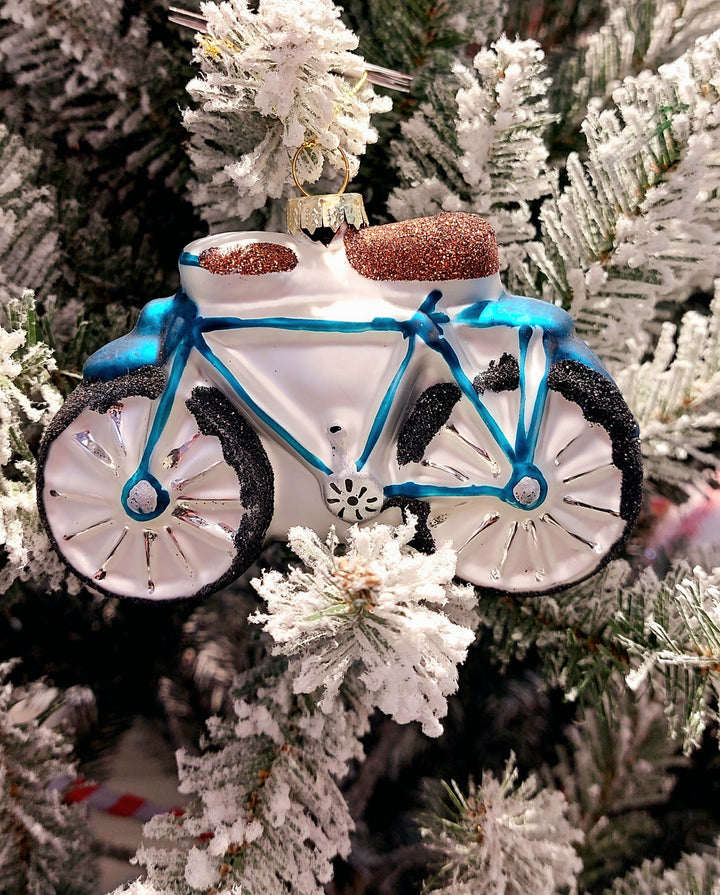 Blue Bicycle Christmas Glass Ornament by Wizardi F07M3-49 HB-SY25007