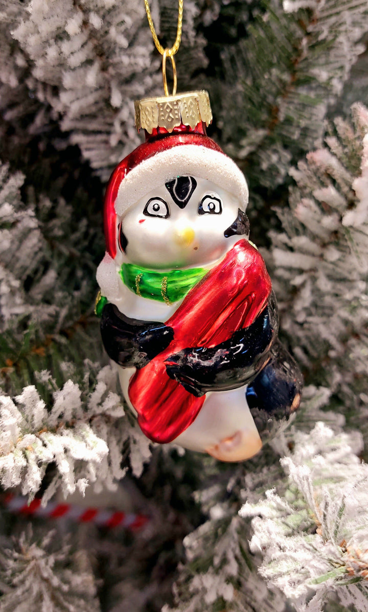 Penguin Christmas Glass Ornament by Wizardi F07M3-35 HB-SY25260