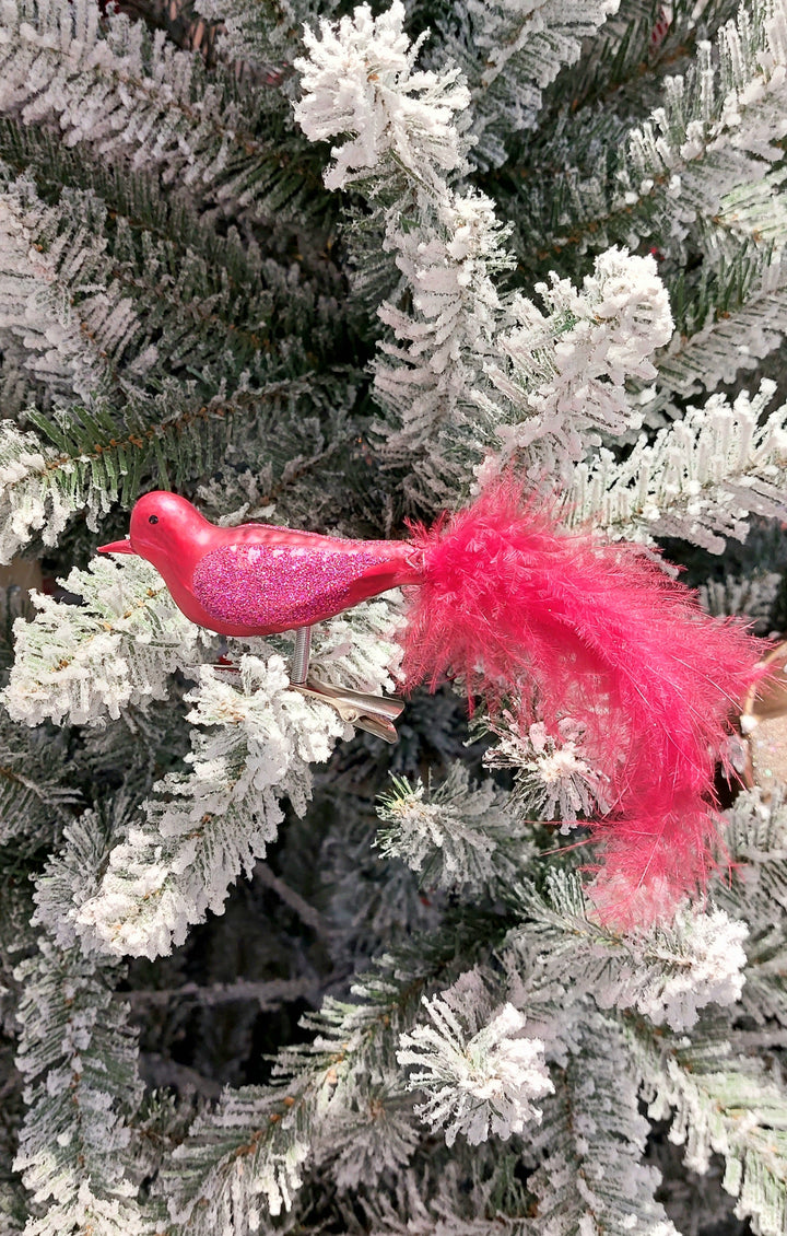 Feathered Bird Christmas Glass Ornament by Wizardi F07M3-50 HB-SY25153