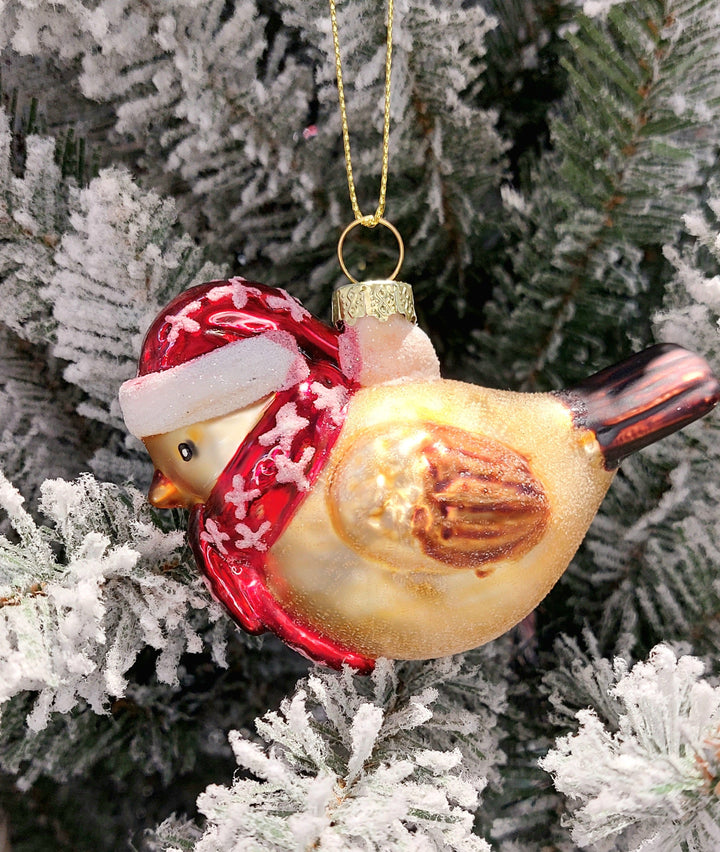 Gold Bird Christmas Glass Ornament by Wizardi F07M3-20 HB-SY25310