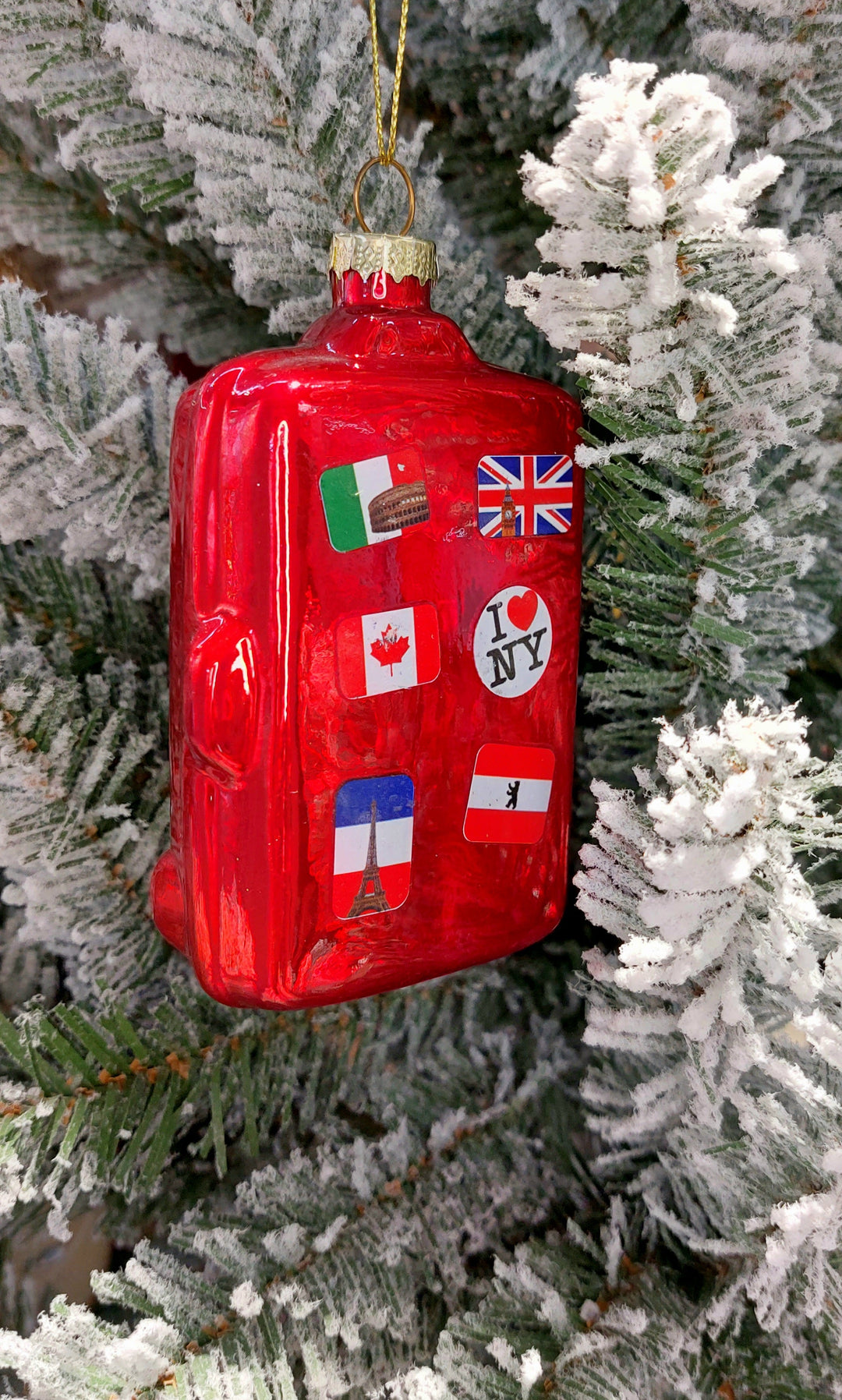 Suitcase Christmas Glass Ornament by Wizardi F07M3-19 HB-SY25075