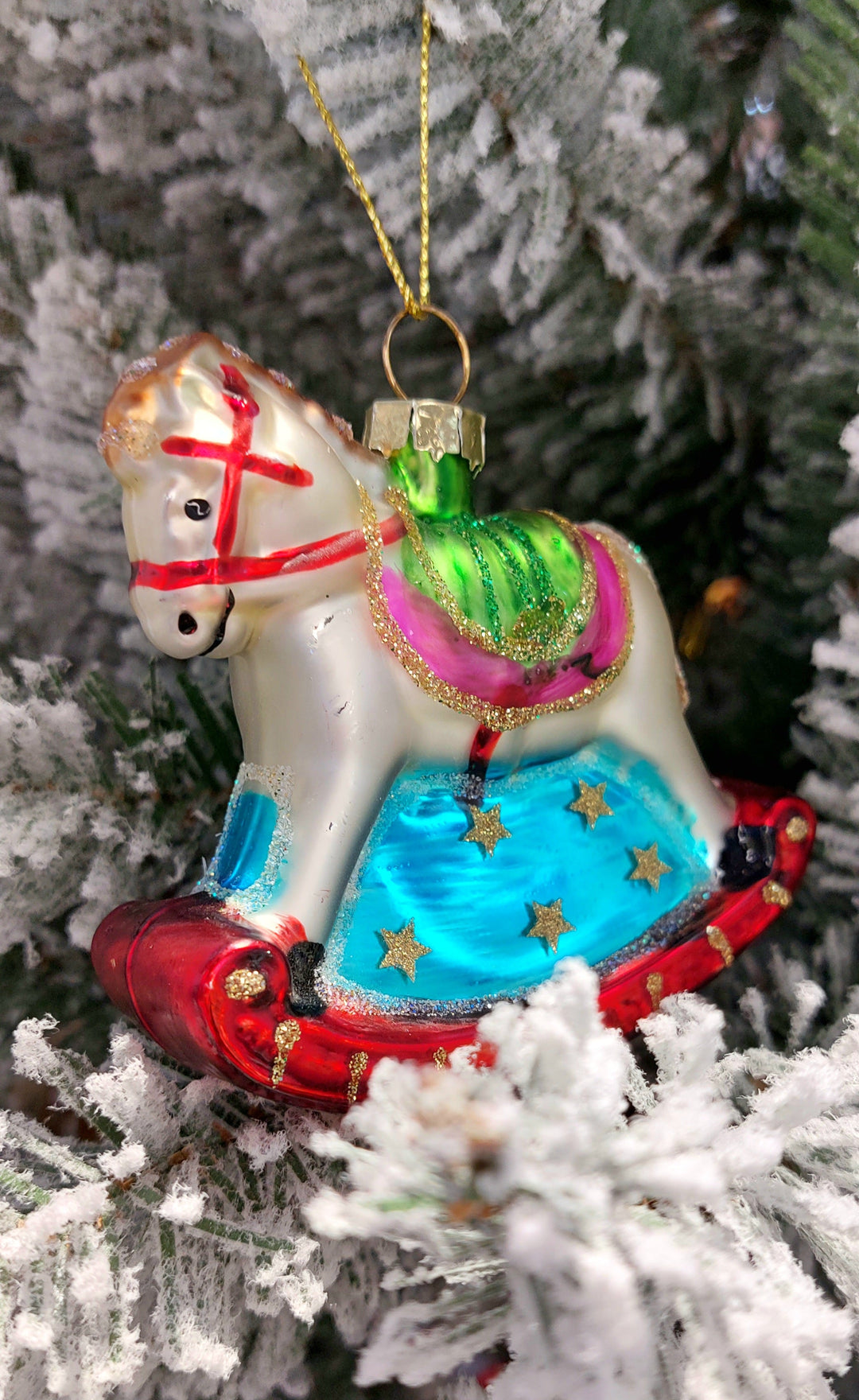 Rocking Horse Christmas Glass Ornament by Wizardi F07M3-7 HB-SY25368