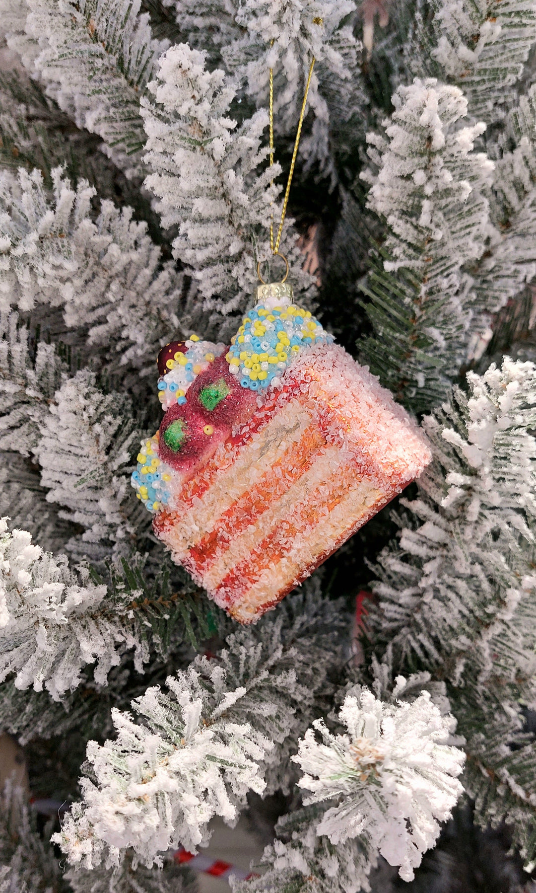 Cake Slice Christmas Glass Ornament by Wizardi F07M3-6 HB-SY25040