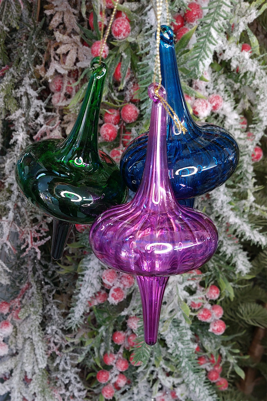 Dark Green Spire Christmas Glass Ornament by Wizardi F07M10-11