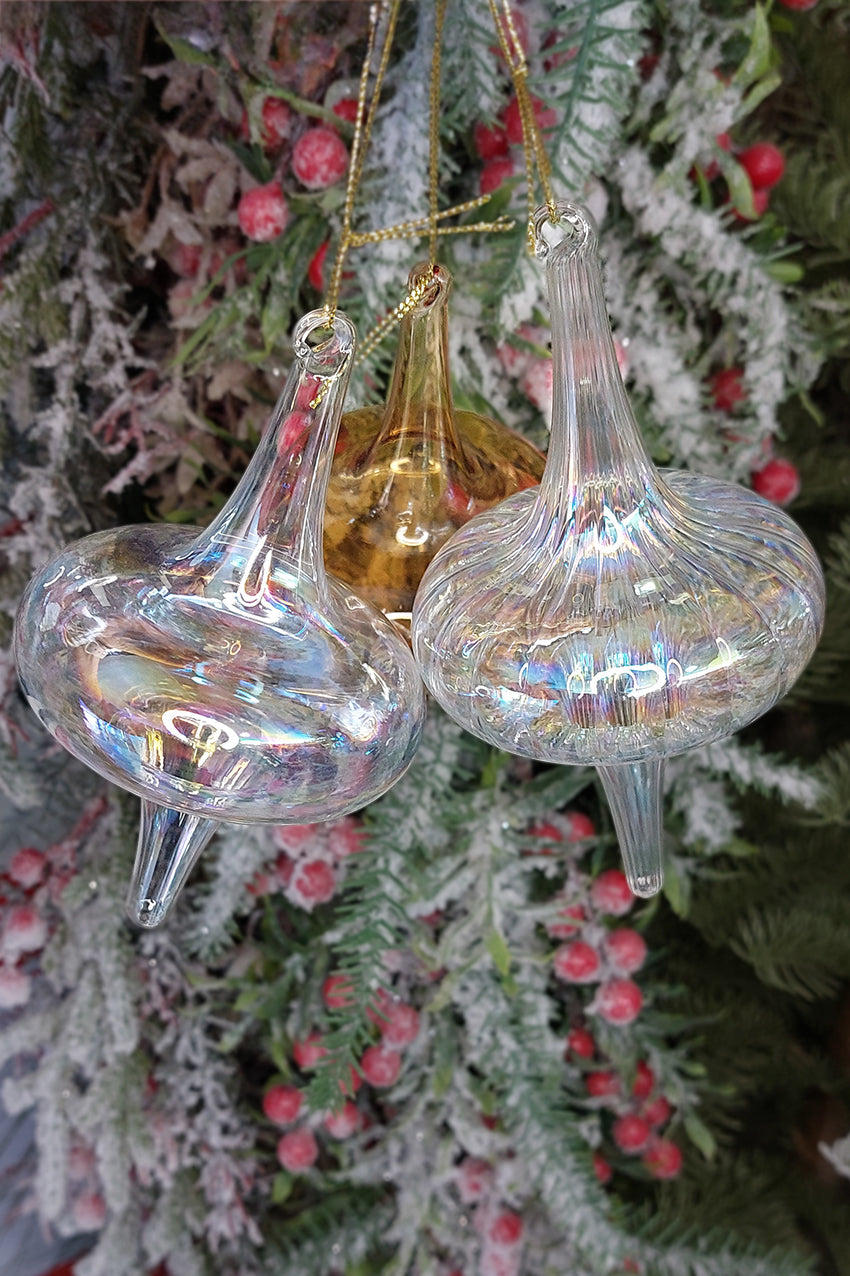 Amber Spire Christmas Glass Ornament by Wizardi F07M10-15