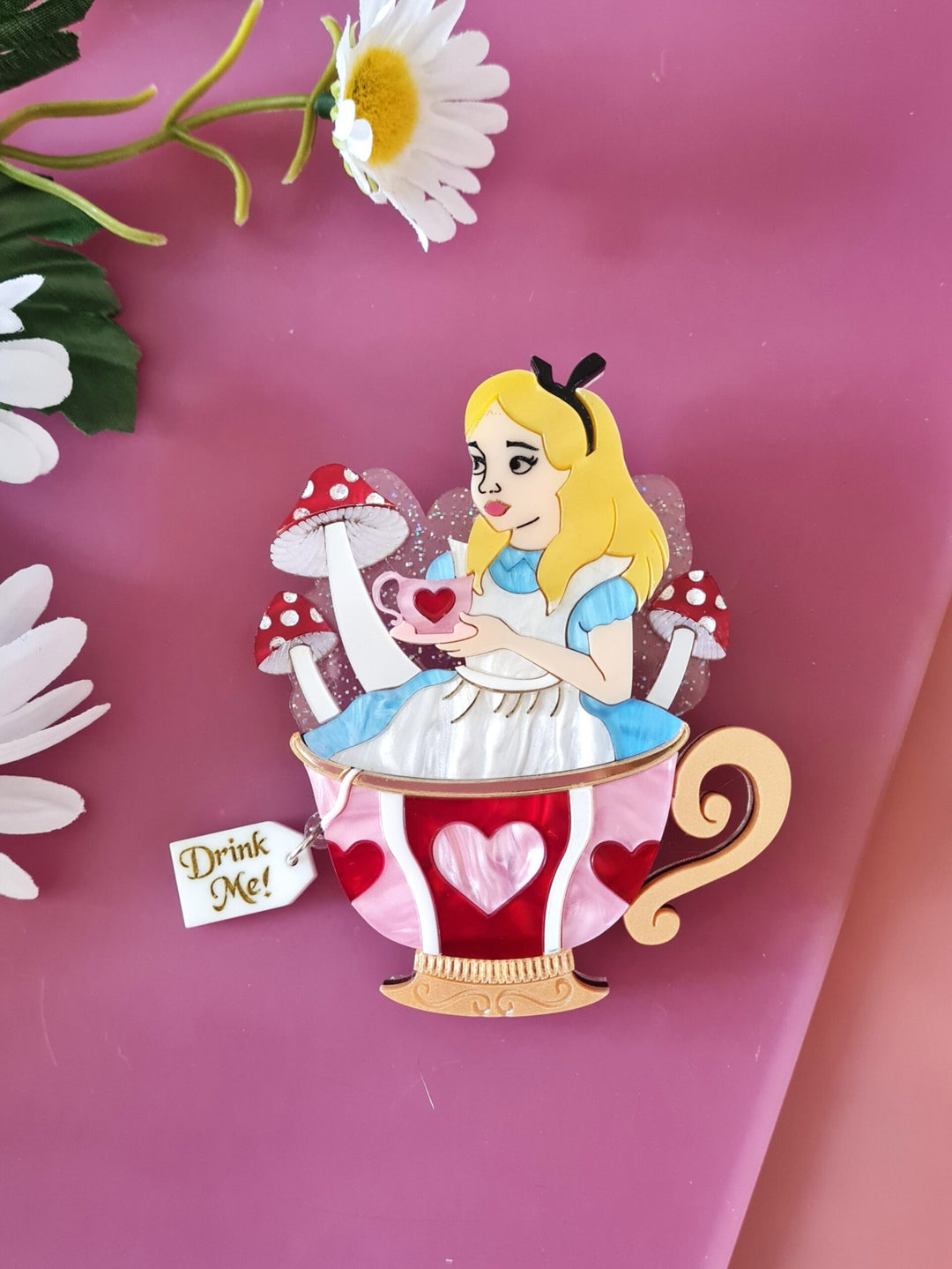 Girl in a Teacup Alice Brooch or Necklace