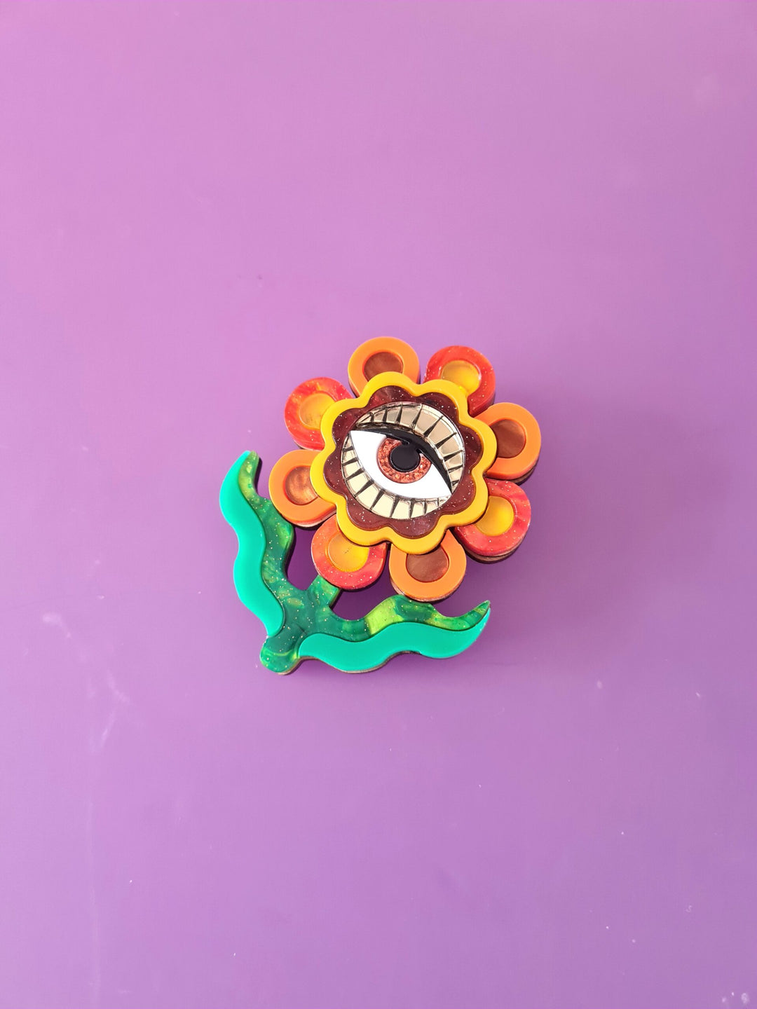 Retro inspired boho hippy floral brooch or necklace - image 5