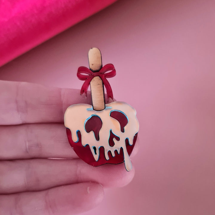 Gothic Skull Candy Apple Mini Brooch - halloween accessory, handmade acrylic