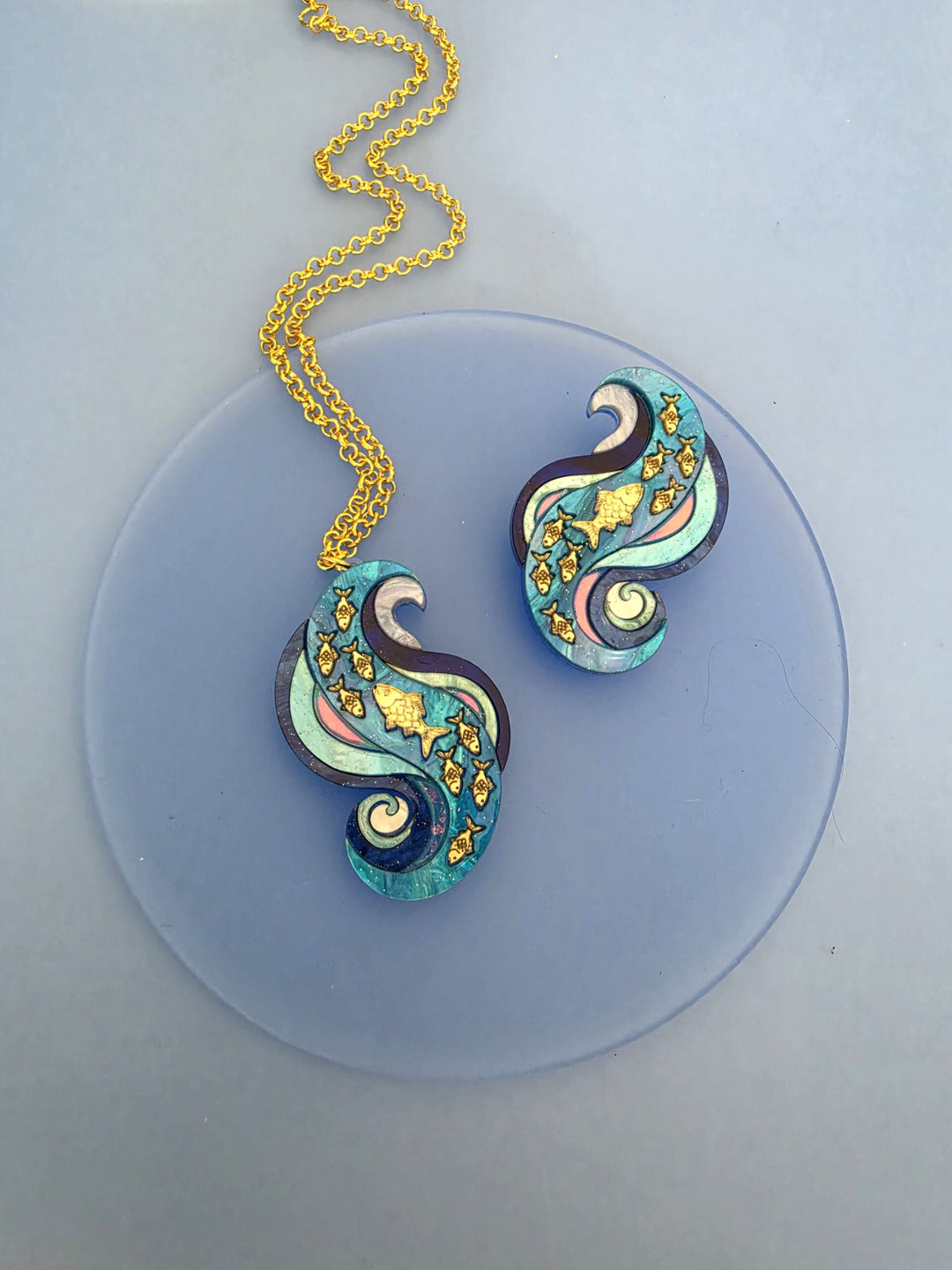 Swimming Against the Current Shoal of Fish Pin or Pendant