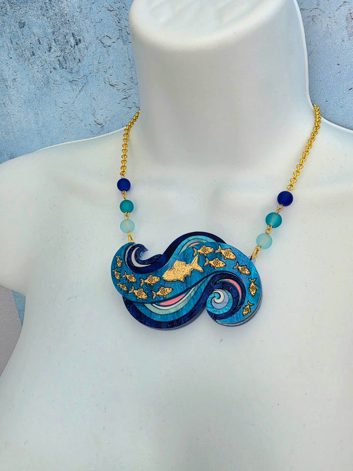 Swimming Against the Current Shoal of Fish Brooch or Necklace