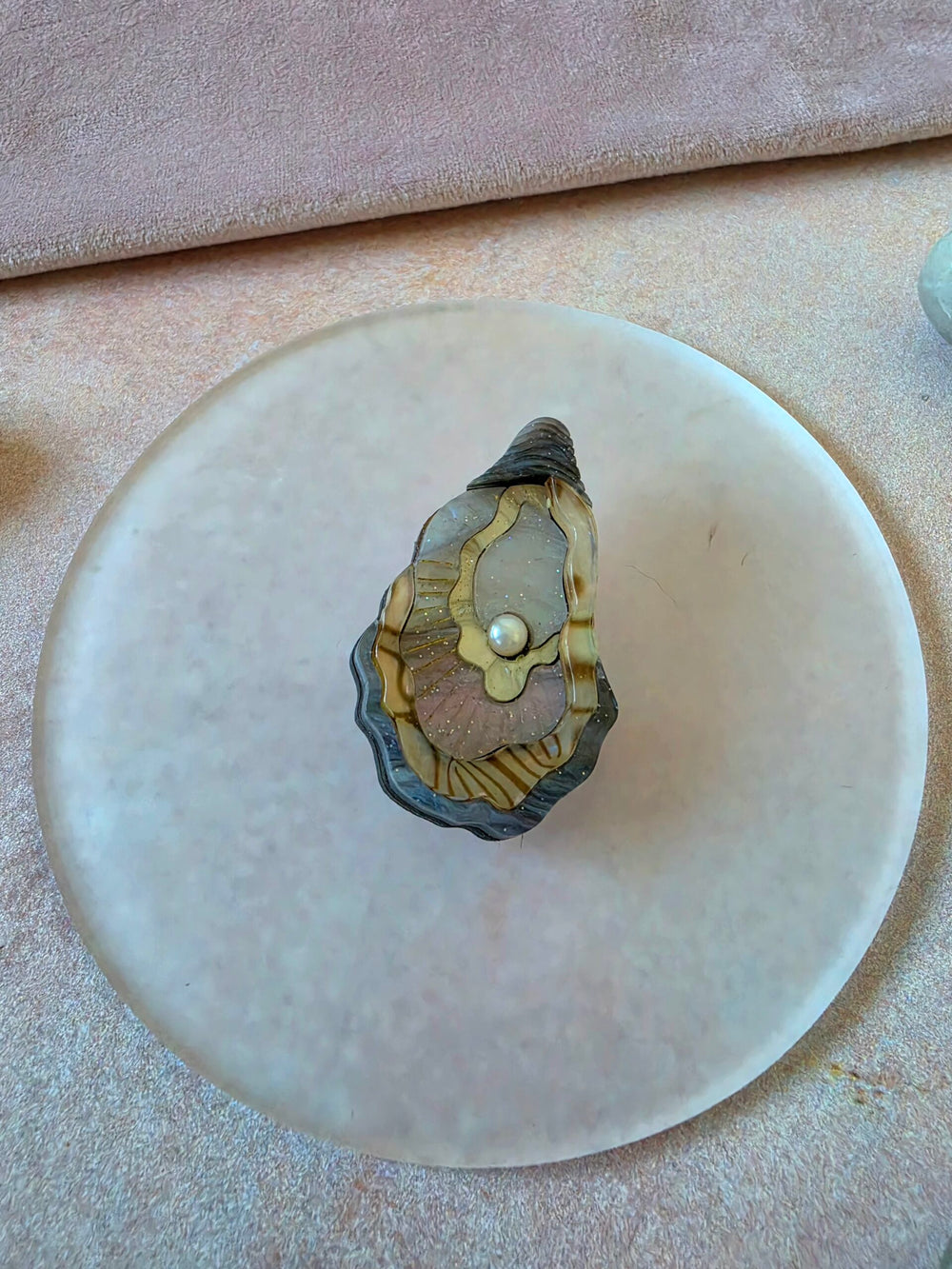 Oyster Shell Pearl Ocean Pin or Pendant