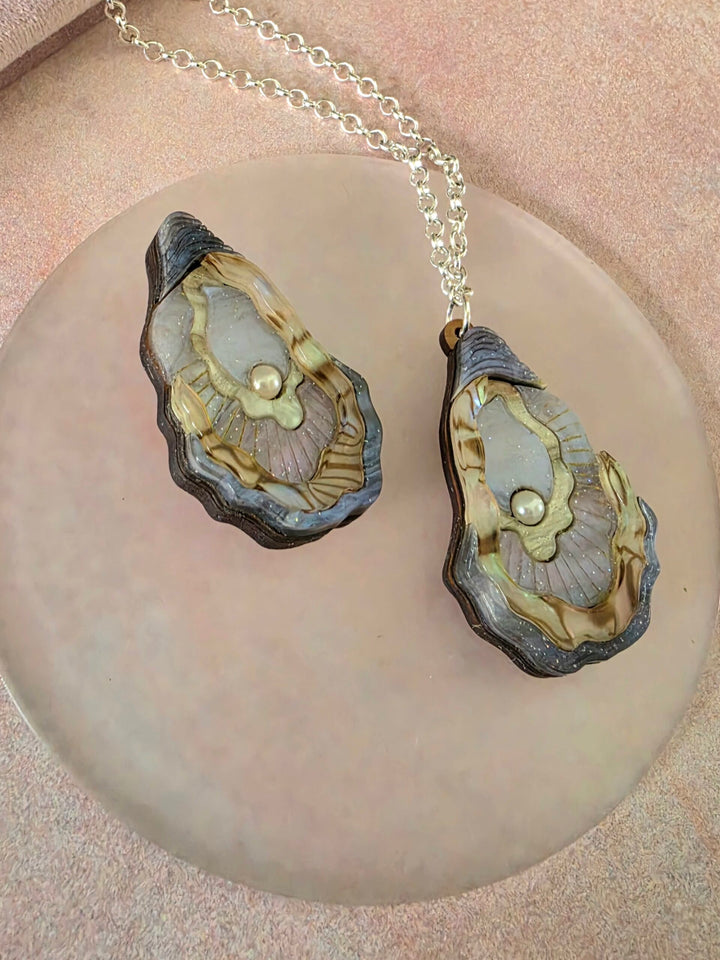 Oyster Shell Pearl Ocean Pin or Pendant