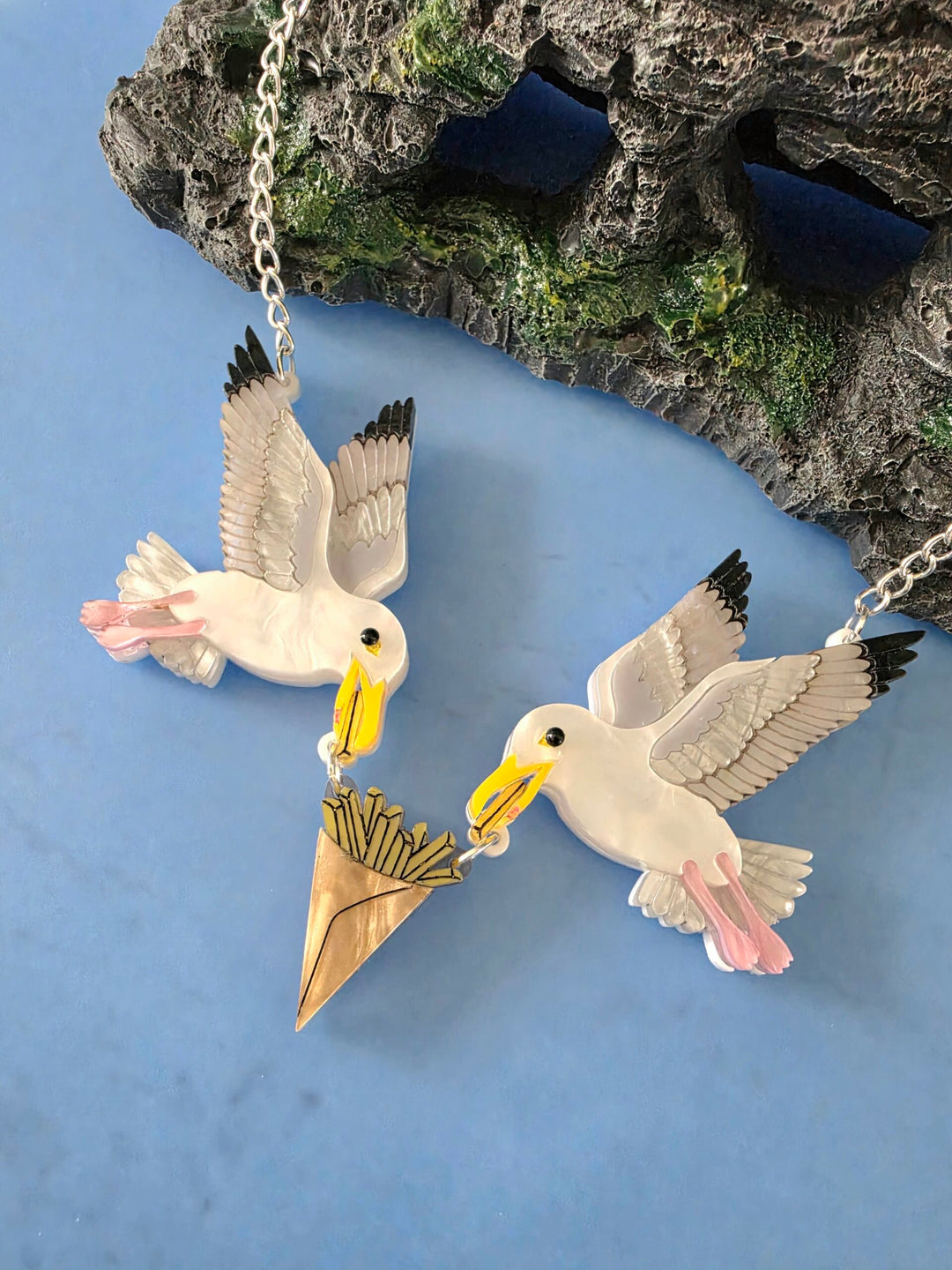Statement Seagull Herring Gull Chip Thief Charm Necklace
