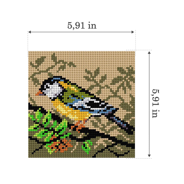 Needlepoint canvas for halfstitch without yarn Titmouse 2050D - Printed Tapestry Canvas