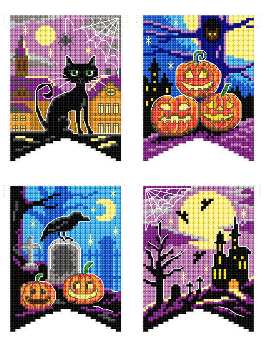 Counted Cross-Stitch Kit Halloween Flags 208CS