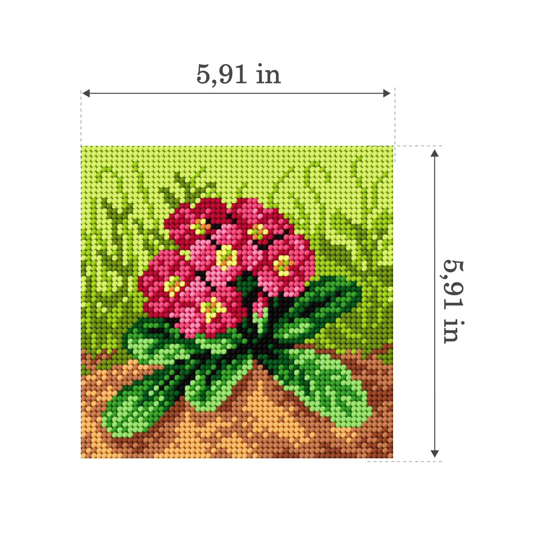 Needlepoint canvas for halfstitch without yarn Spring Primroses 2104D - Printed Tapestry Canvas