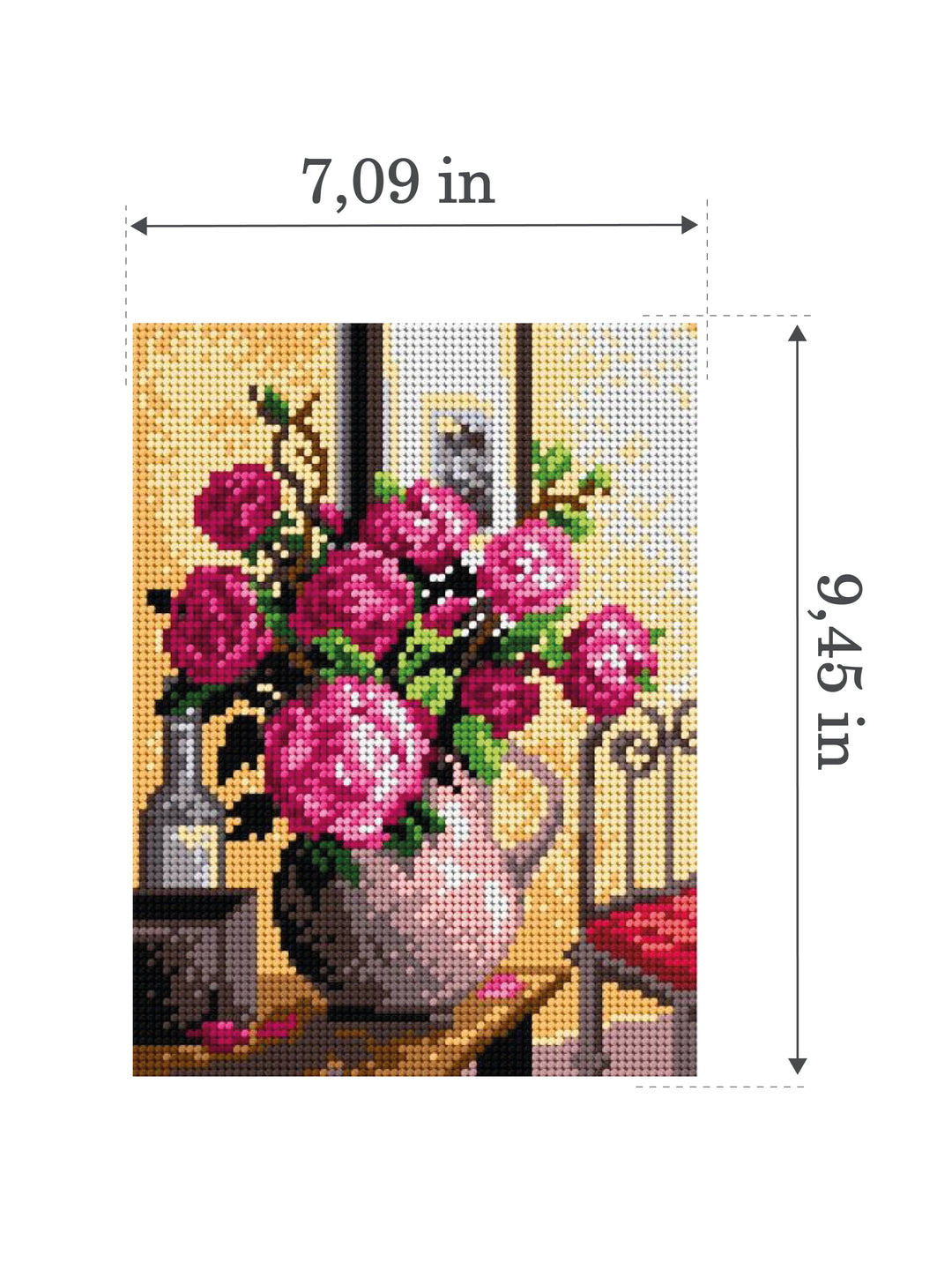 Needlepoint canvas for halfstitch without yarn Bouquet of Roses 2121F - Printed Tapestry Canvas