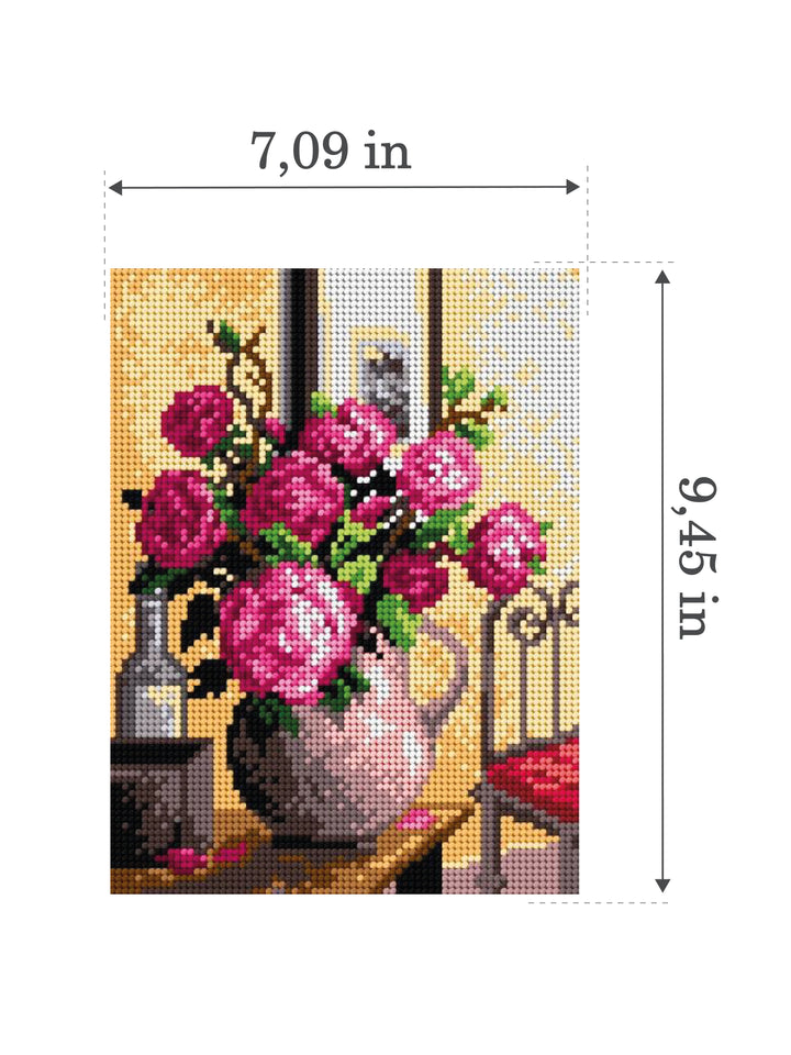 Needlepoint canvas for halfstitch without yarn Bouquet of Roses 2121F - Printed Tapestry Canvas