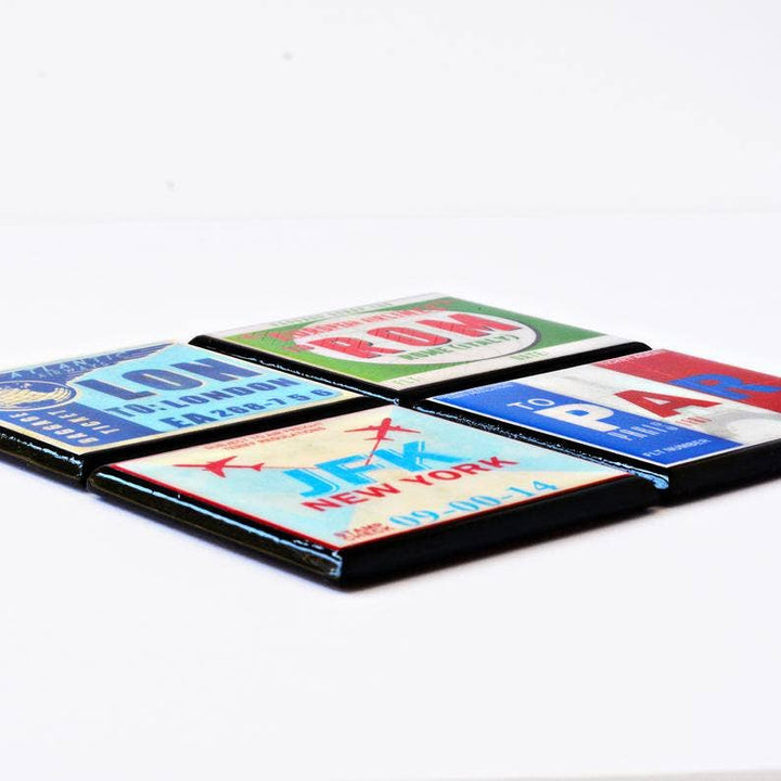 The Jet Set: Vintage Airport Code Coasters