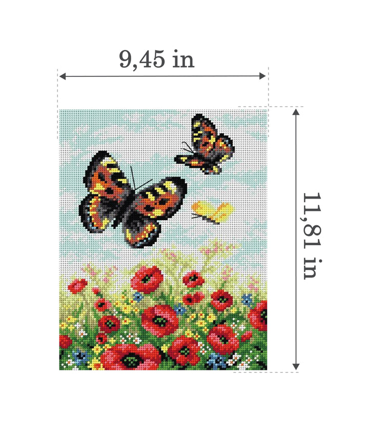 Gobelin canvas for halfstitch without yarn Butterflies on a Meadow