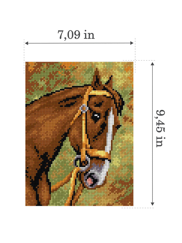 Needlepoint canvas for halfstitch without yarn Chestnut Horse 2197F - Printed Tapestry Canvas