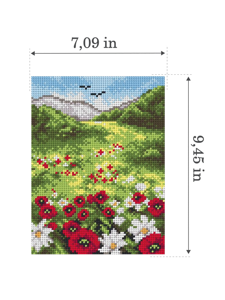 Needlepoint canvas for halfstitch without yarn On the Meadow 2227F - Printed Tapestry Canvas