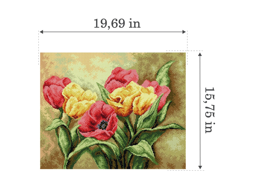 Gobelin canvas for halfstitch without yarn Tulips Bouquet 2248M