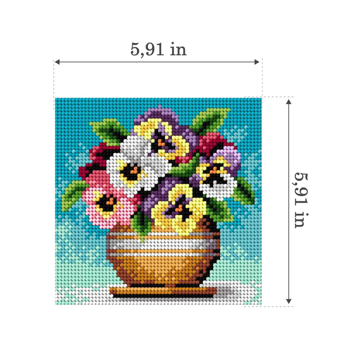 Gobelin canvas for halfstitch without yarn Bouquet of Pansies