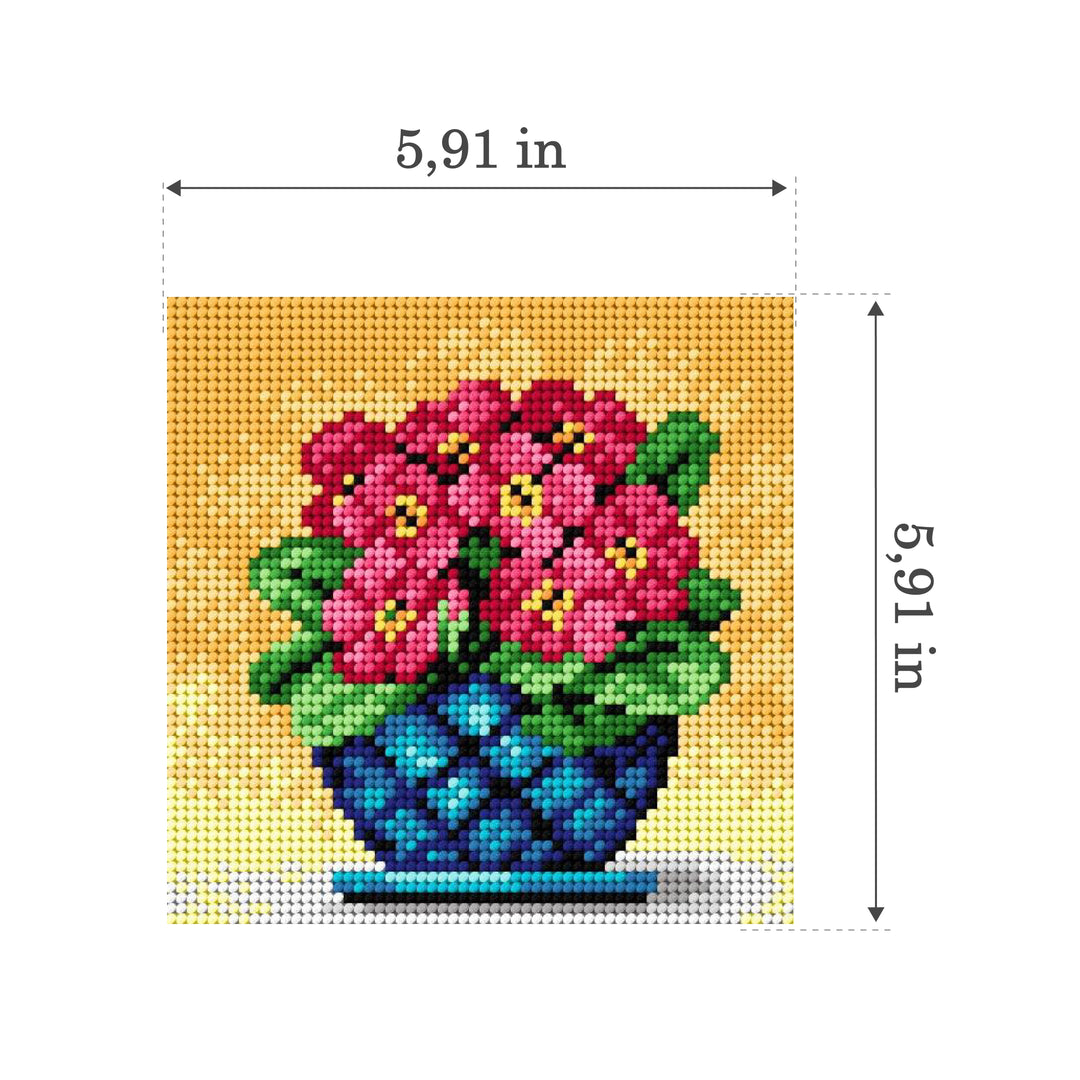Needlepoint canvas for halfstitch without yarn Bouquet of Primroses in a Blue Vase 2251D - Printed Tapestry Canvas