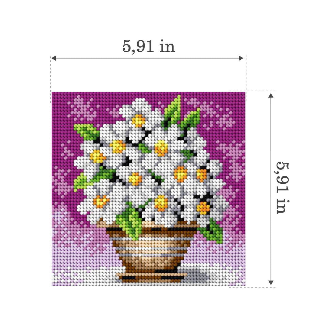Gobelin canvas for halfstitch without yarn White Daisies
