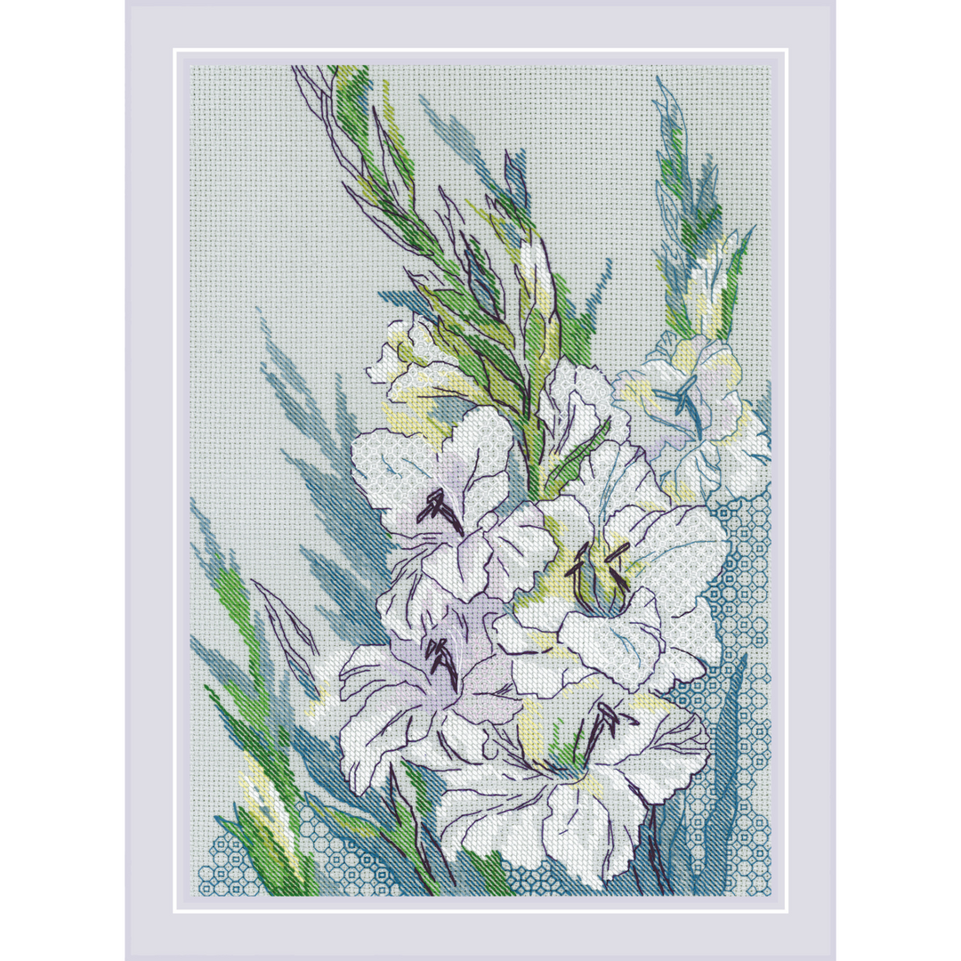 White Gladioli Counted Cross Stitch Kit by Riolis R2297